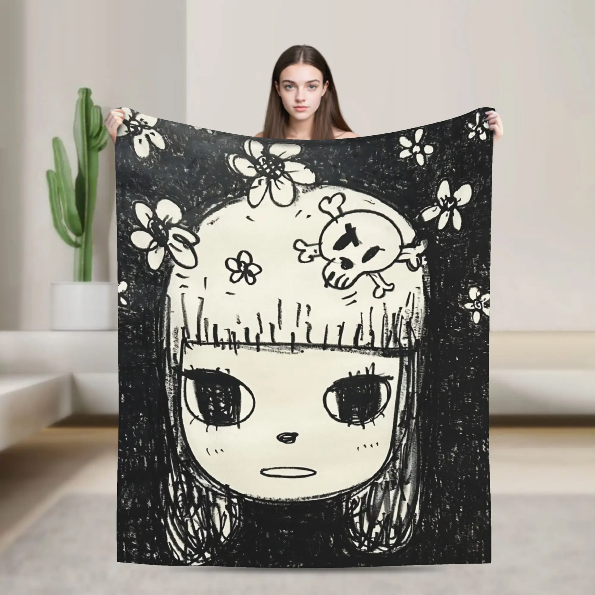 Comfortable Yoshitomo Nara Blanket Stuff Home Decorative  Throw Blanket Super Soft Coral Fleece Plush for Car