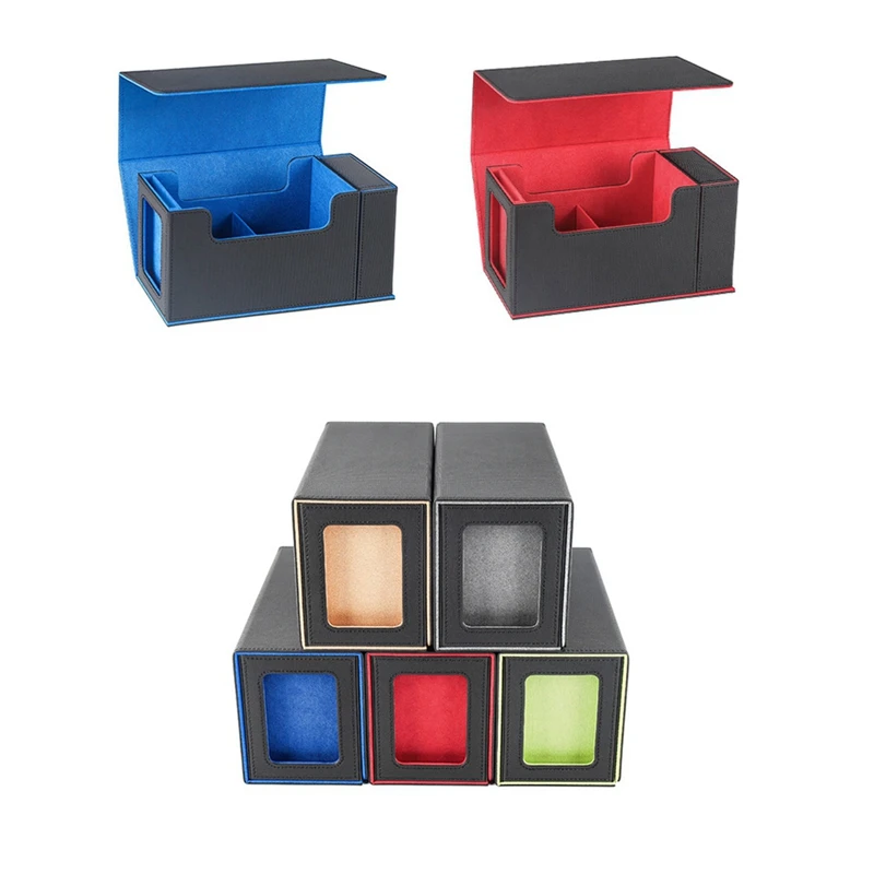 Card Deck Box With Display Window,Card Deck Case With Dice Tray Card Storage Box 35Pt Magnetic Card Holder