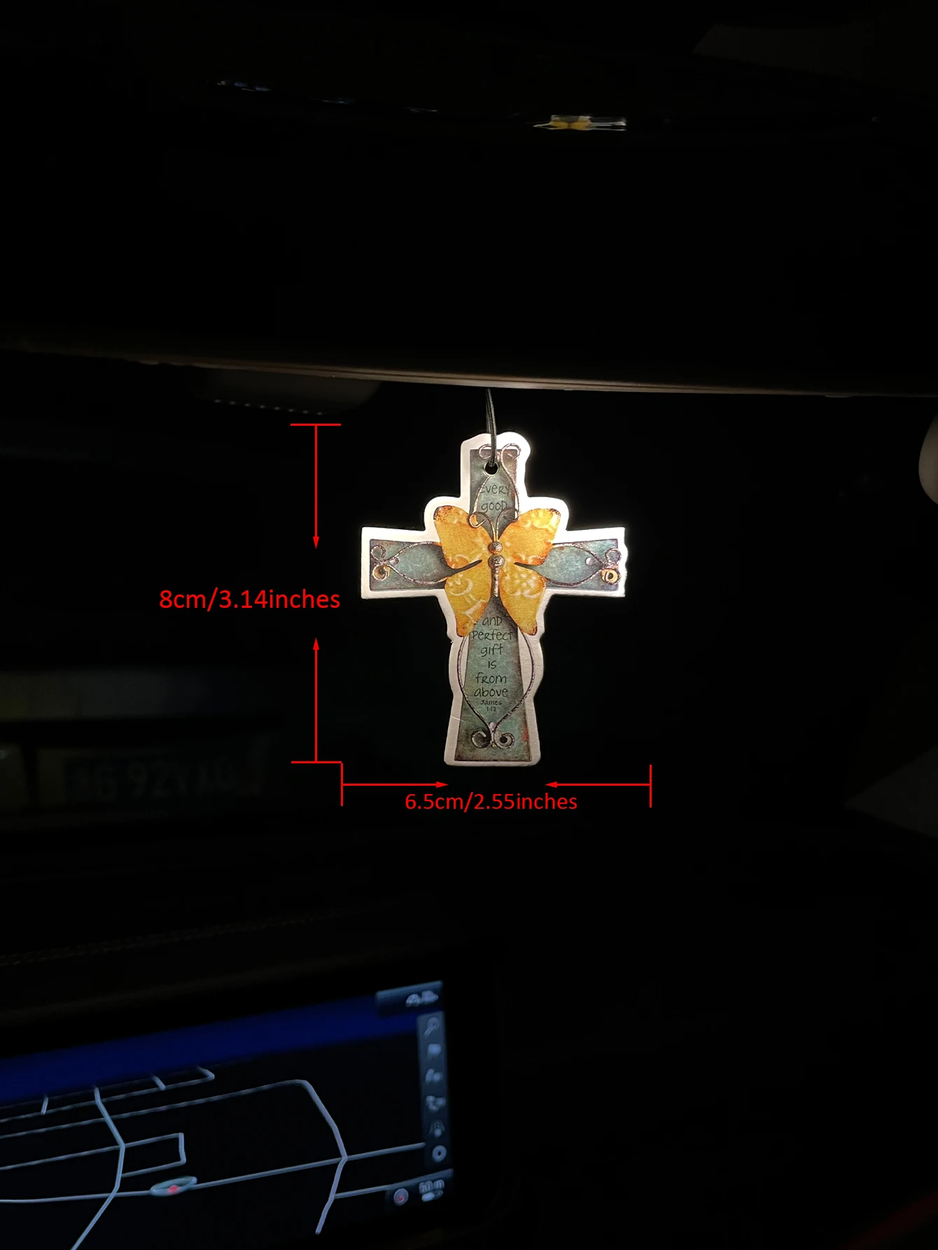 Vintage Cross with Yellow Butterfly Bible Verse Car Air Freshener Hanging Fragrance, Natural Plant Extract Scent, Alcohol‑Free N