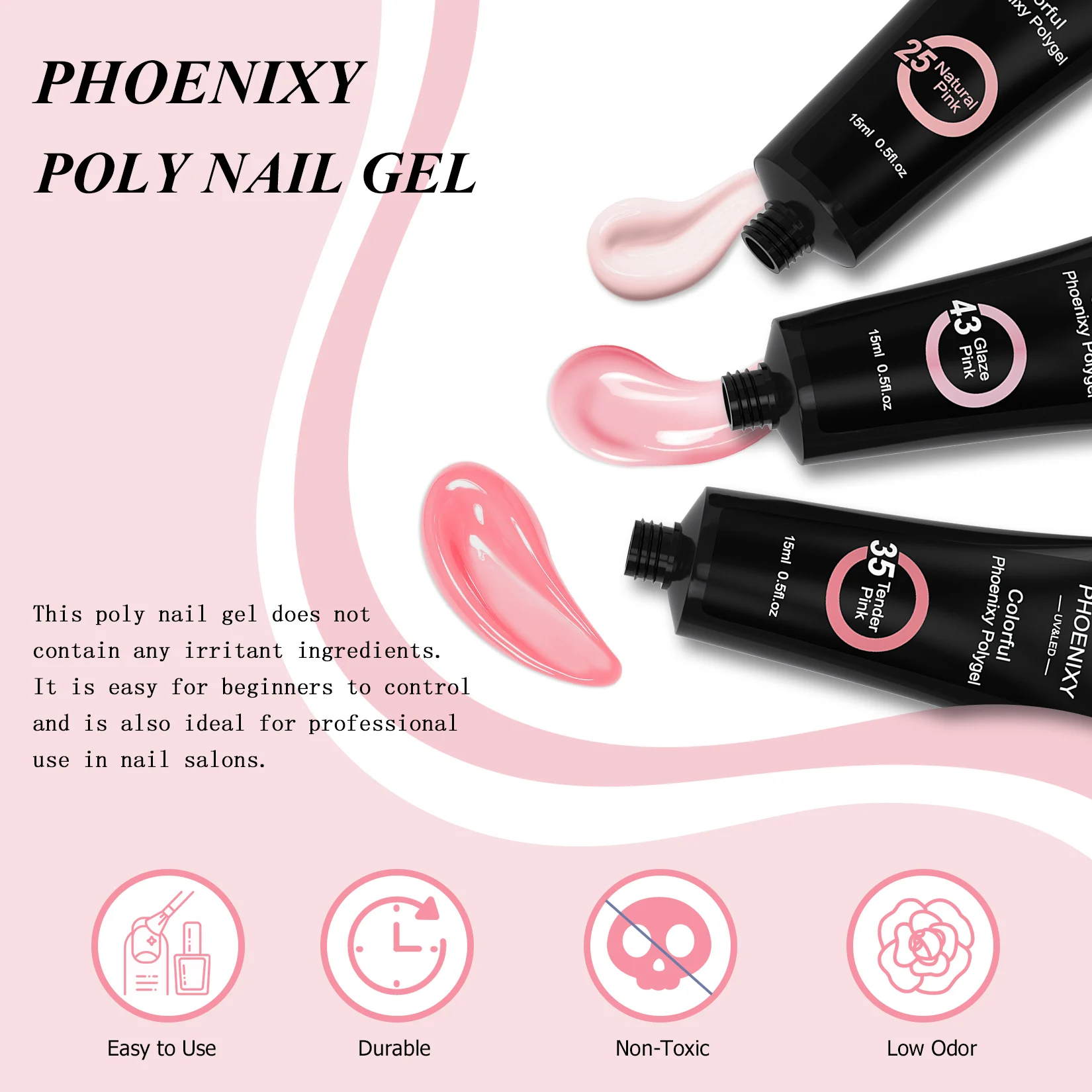 Phoenixy Poly Nail Gel For Nails Extension Semi Permanent Acrylic Gel Varnish Quick Building Gel Polish Poly Nail Gel Extension