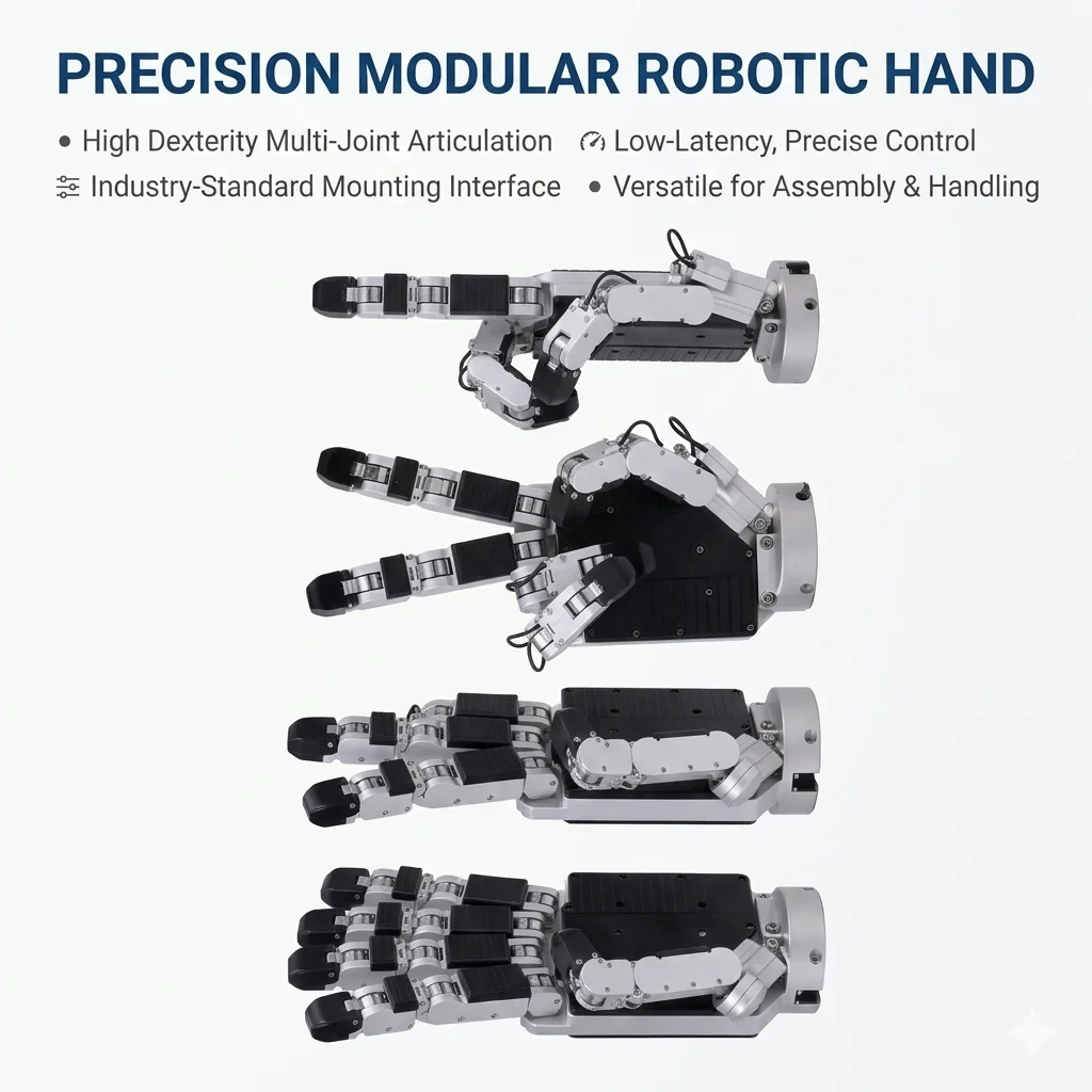 Robotic Manipulator Hands Harmonic Gearing Horizontal Mounting 20 DOF 12 Joints 5 Fingers for Robotics Automation ODM