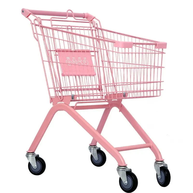 Pink small cart, internet famous supermarket shopping cart, household handcart, pet hotel decoration store