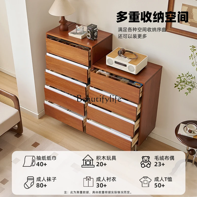 Medieval solid wood bucket cabinet integrated with the wall, living room storage locker