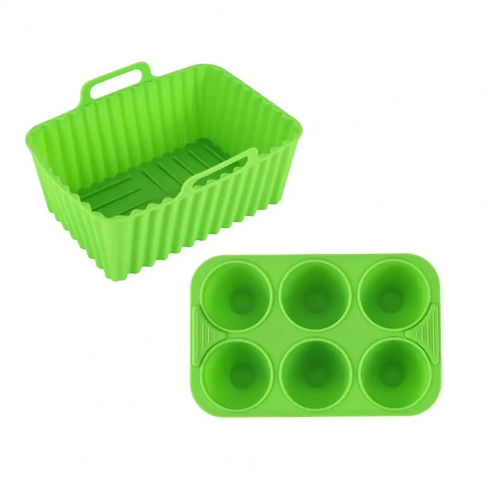 Silikon-Backblech-Set, antihaftbeschichtete Silikon-Luftfritteuse-Einlagen für Kuchen, Gelee, Pudding, wiederverwendbare Backblechform für gesunde Zwecke