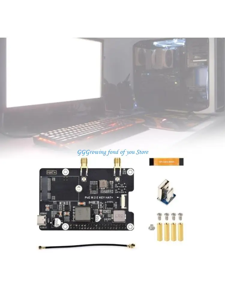 

H9EB For RPi 5 Expansion Board PCIe to M.2 E Key Power Over Ethernet Ethernet Capability Wireless