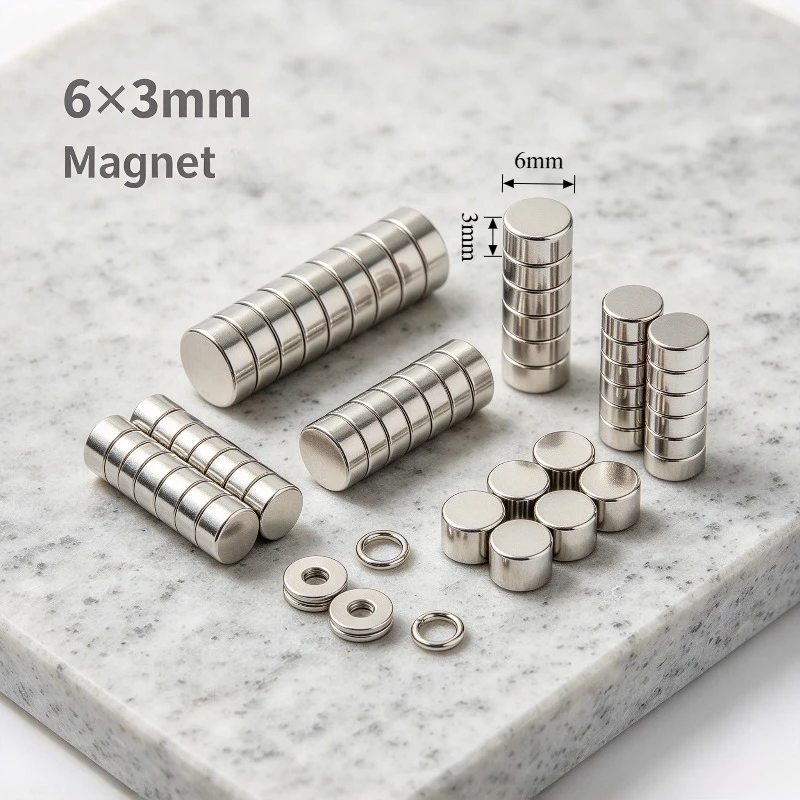 6*3mm N35 Round Disc Neodymium Magnet Small NdFeB Permanent Magnets for Home Refrigerator Decoration Office Handmade DIY