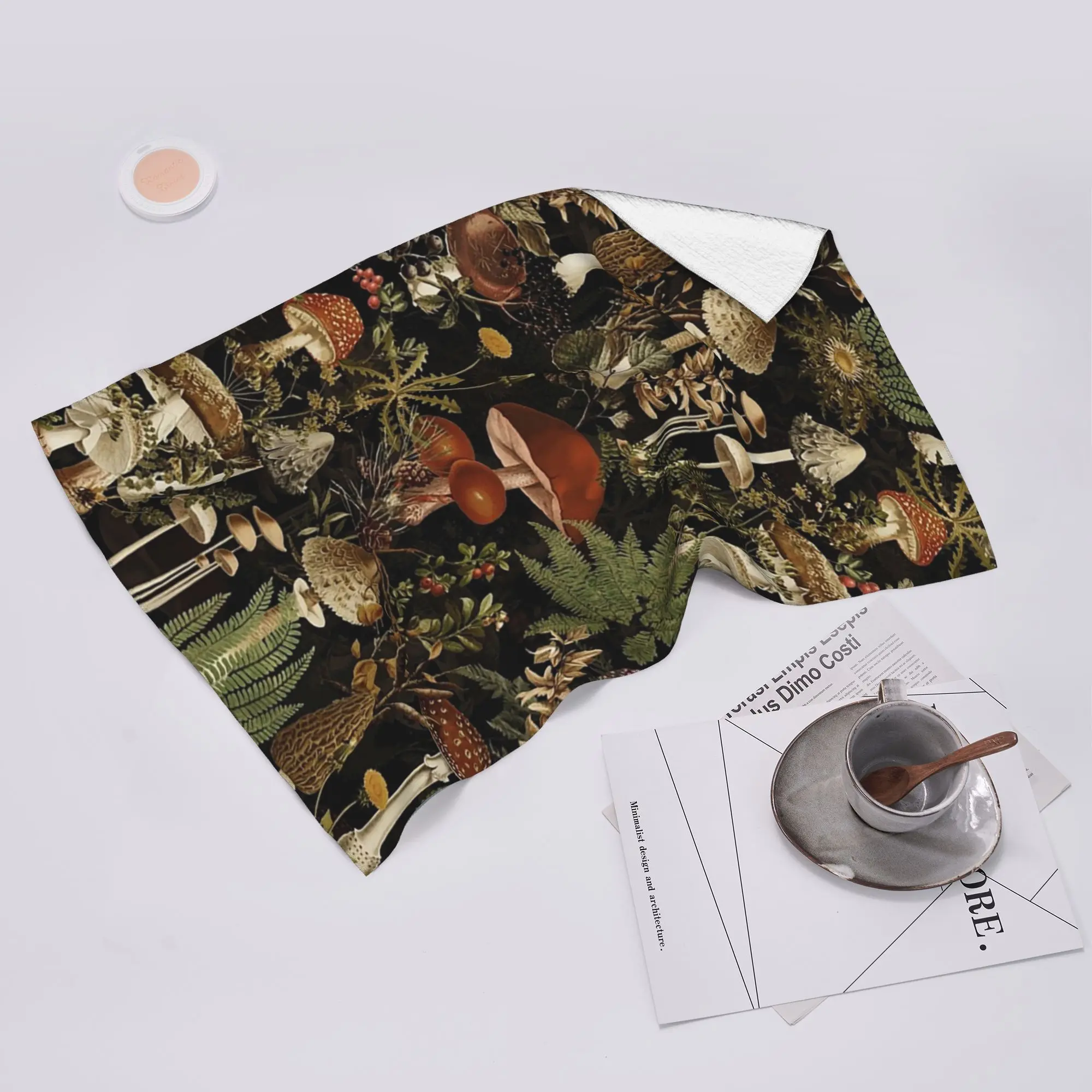 Custom Midnight Mushrooms Forest Botanical Night Garden Soft Face Towel Quick Dry Pool Bath Cotton Towels Absorbent