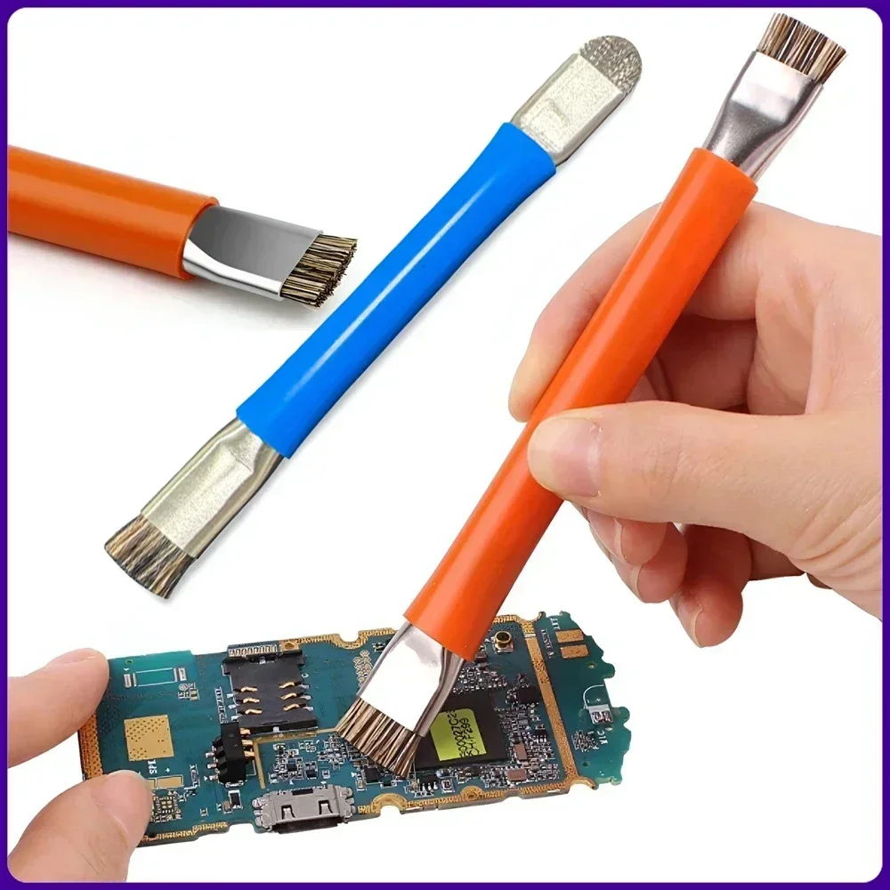 فرشاة آمنة مضادة للكهرباء الساكنة، فرشاة تنظيف PCB للوحة الأم للهاتف المحمول، مجموعة أدوات إصلاح الرأس المزدوج