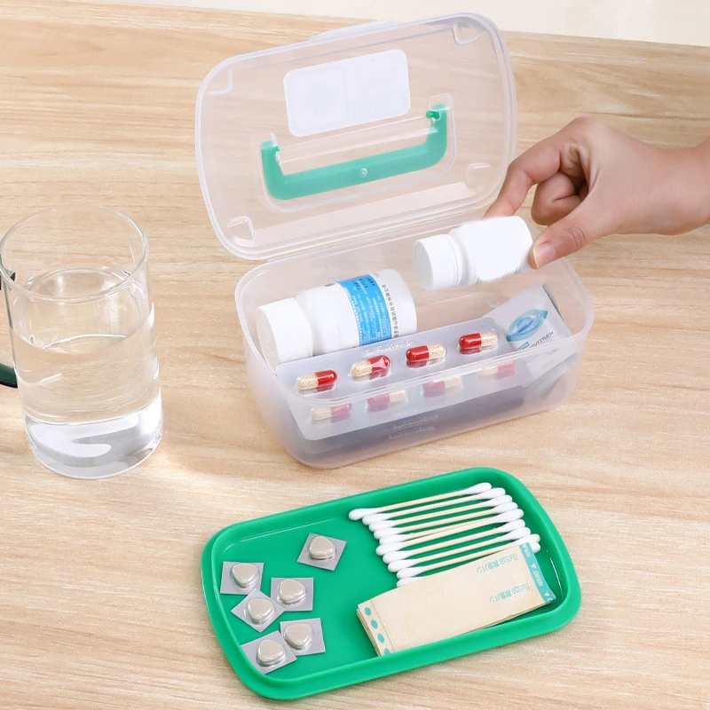 Transparent Medical Box Household Small Medicine Box Portable Multifunctional Plastic Medicine Storage Box First Aid Kit
