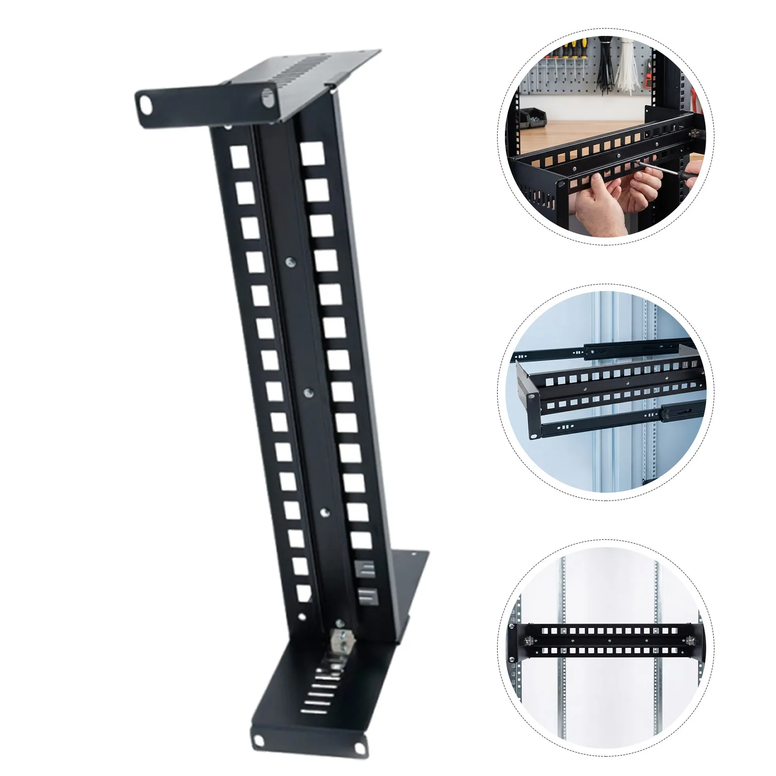 Rack Mount Din Rail Bracket 19 Inch Adjustable Aluminum Alloy Network Rack Mounting Hardware Switch Mount Extender Media