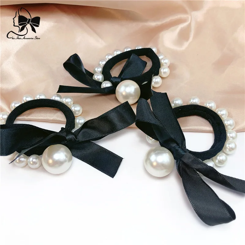 2022 Woman Big Pearl Hair Ties Hairband Scrunchies Girls Ponytail Holders Rubber Band Hair Accessories резинки красивые 스프링머리끈