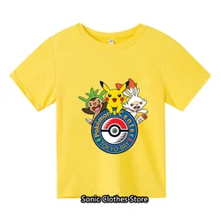 2024 Summer 3-14 Children's Pocket Monster Fashion Clothing Boys Short sleeved Pikachu T-shirts Girls Fashion T-shirts