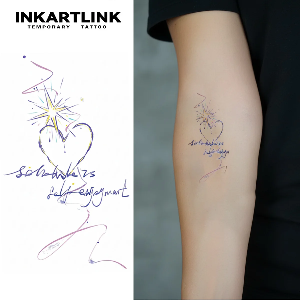 INKARTLINK Temporary Tattoo Stickers Waterproof Color Printing Line Drawing Temporary Tattoo Party Supplies DIY Stickers