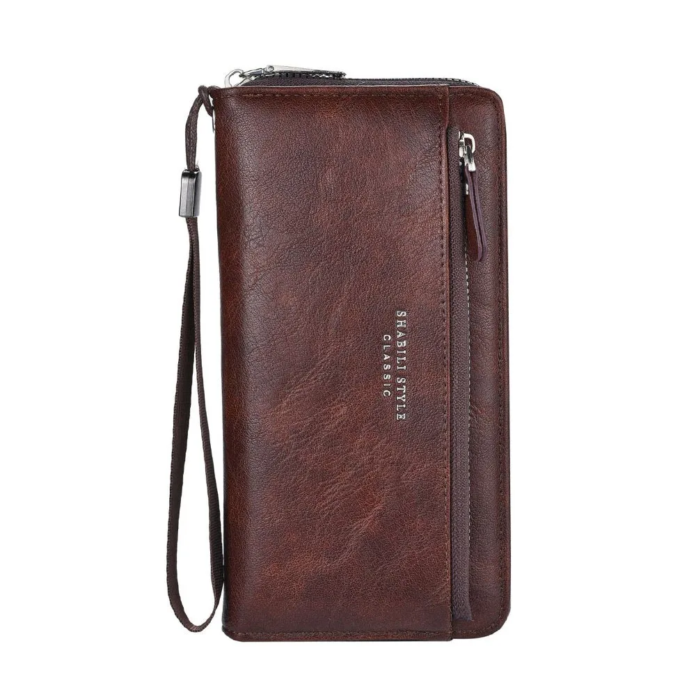 

Multifunctional PU Leather Men Wallet Zipper Multi-card Slot Long Wallet Card Holder Large-capacity Mobile Phone Bag
