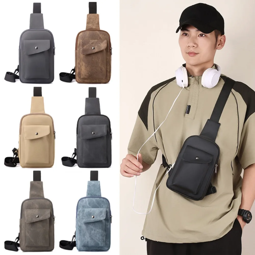 

Simple Large Capacity Male Chest Bag Casual Waterproof Mobile Phone Bag Multifunctional Korean Style Sports Chest Bag Boys