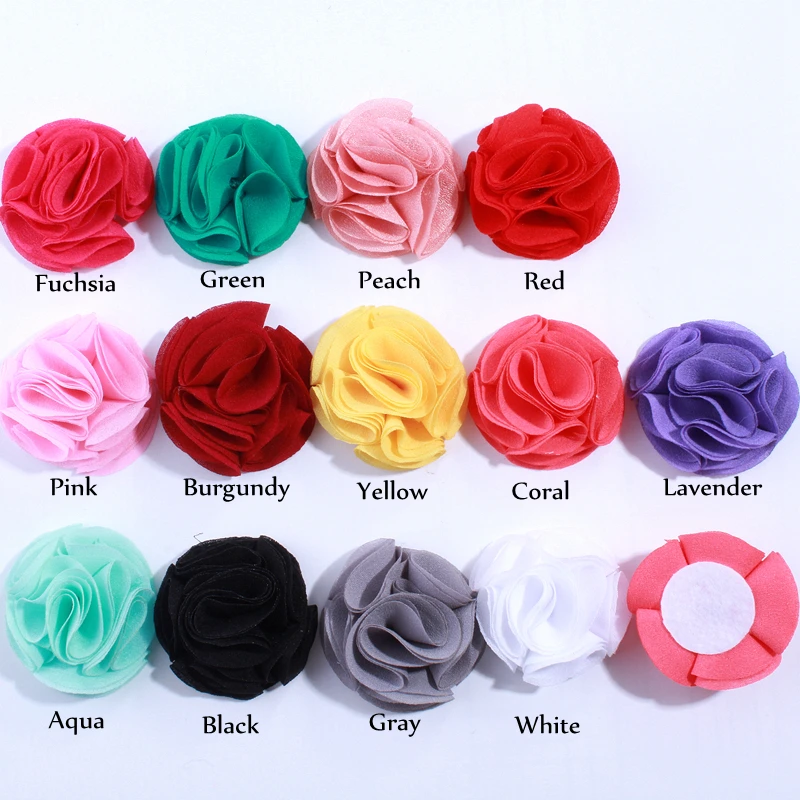 10PCS 4.5CM High Quality Fashion Round Chiffon Flowers For Headwear Accessories Fabric Flower For Headbands Cloth