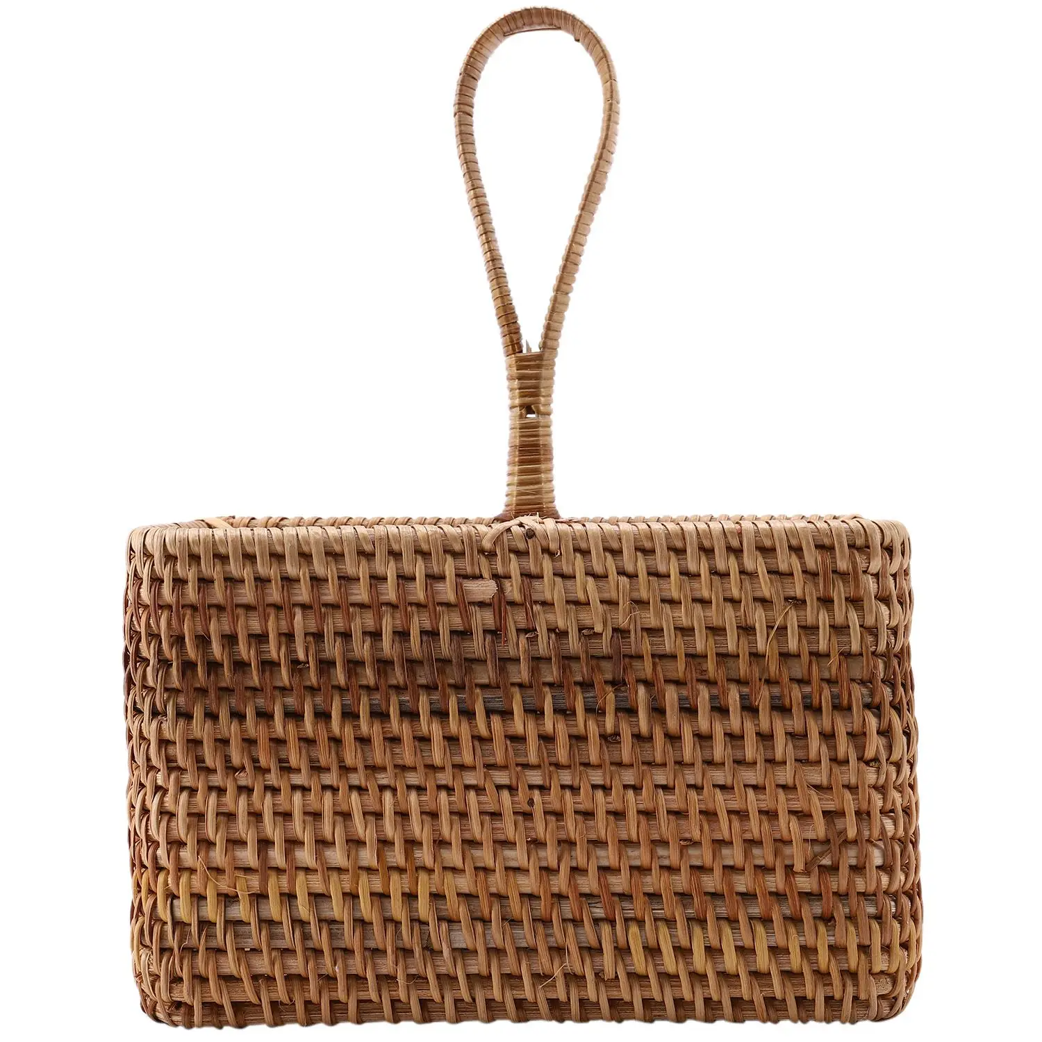 Hand-Woven Wicker Straw Storage Basket Portable Four Compartment Classification Storage Fruit Basket Home Storage C