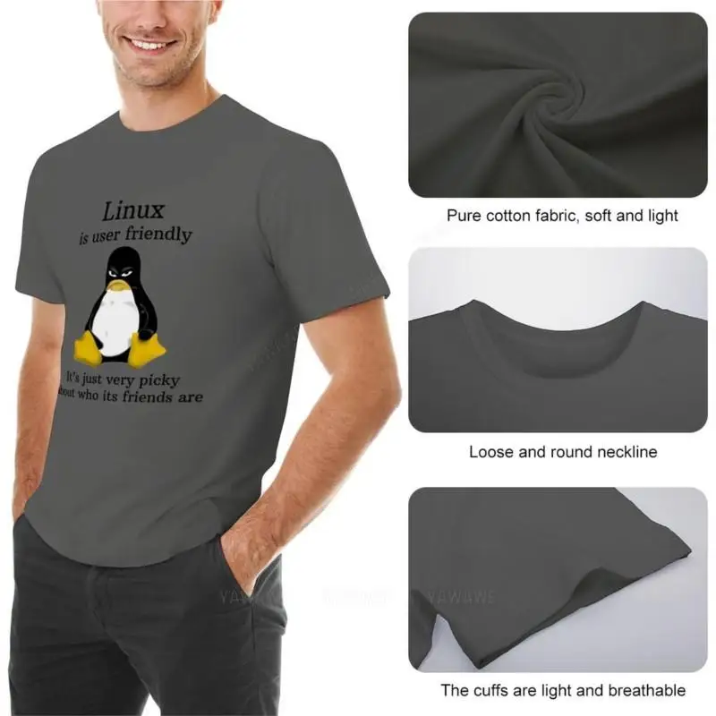 Linux is user friendly Its just very picky about who its friends are tshirt T-Shirt black t shirt mens clothing