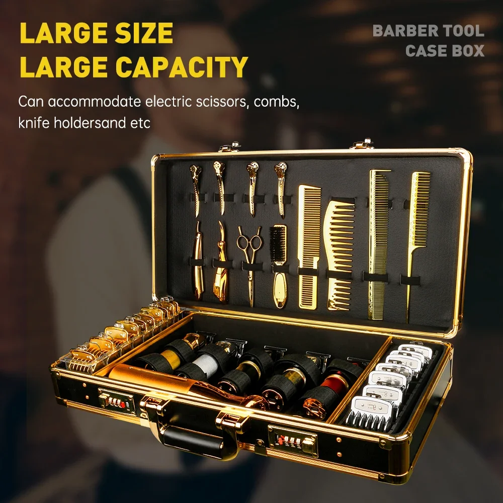 

Professional Barber Suitcase Aluminum For Barber Case Boxes Hair Stylist Clipper Scissors Comb Storage Case Carrying Box Tool