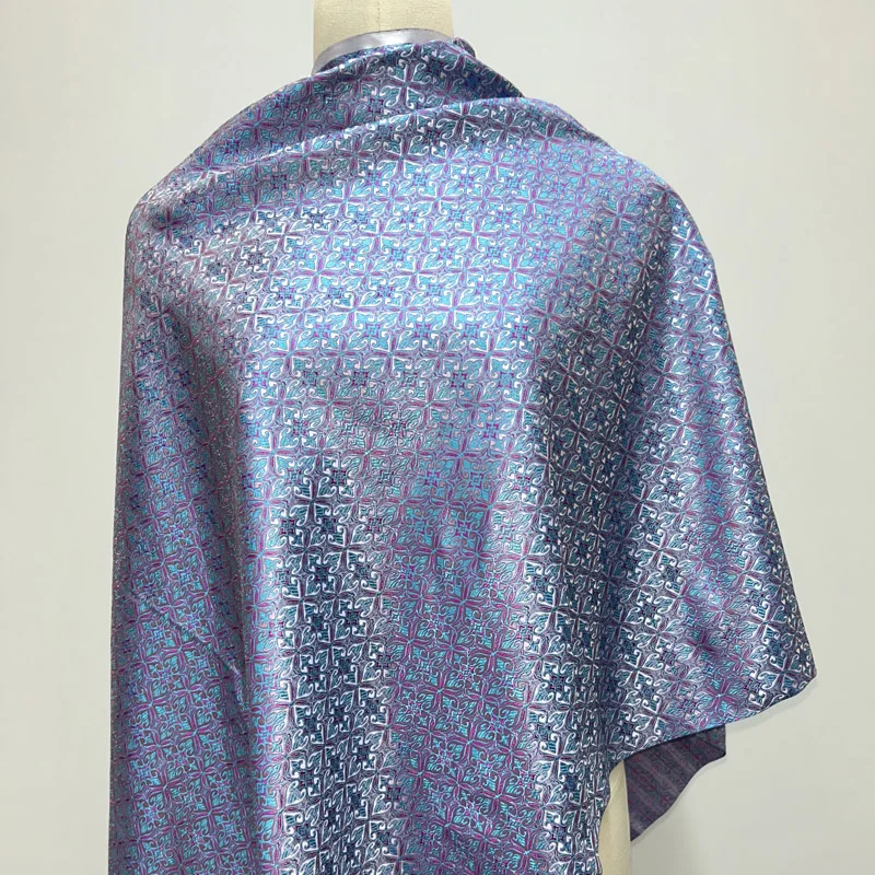 

Pre-cut Luxurious Teal African Damask Jacquard, Geometric Embroidered Satin Brocade for Dresses, Skirts, Jackets & DIY Projects