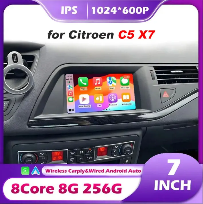 Radio CarPlay Android 16 Auto for Citroen C5 X7 Car Multimedia Video Player Touch Screen Navigation GPS Stereo Audio Head Unit