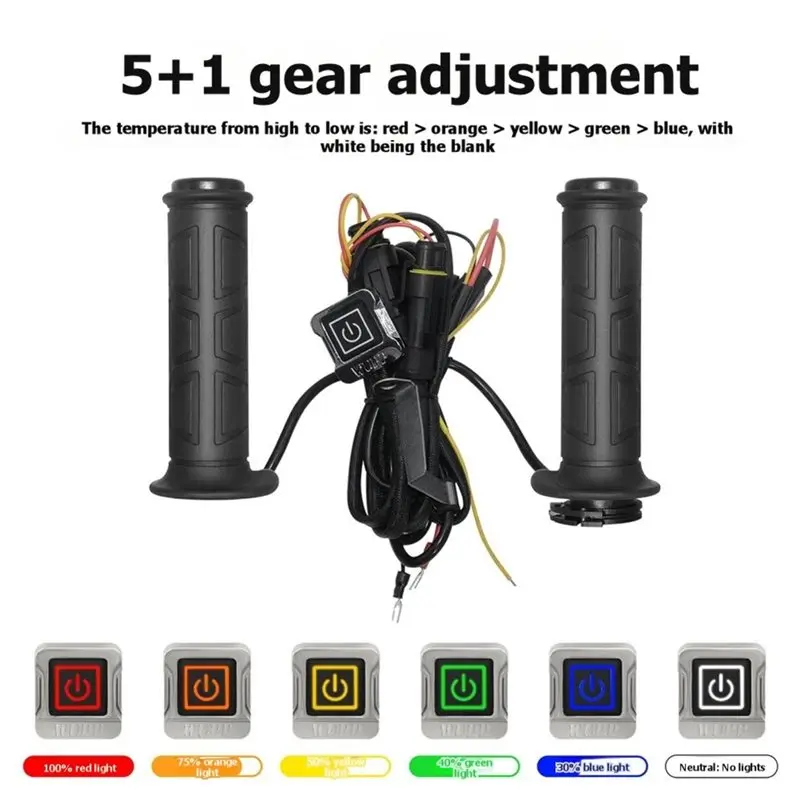 ac29-For 22Mm Handlebar Grips 5+ 1 Heat Settings Level With Memory Function Waterproof Heated Motorcycle Handlebars