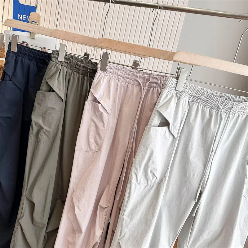 Cargo Sport Pants Women Safari Style Trousers Outdoor Quick-drying High Waist Spring Summer Thin Sun-proof Straight Casual Pants