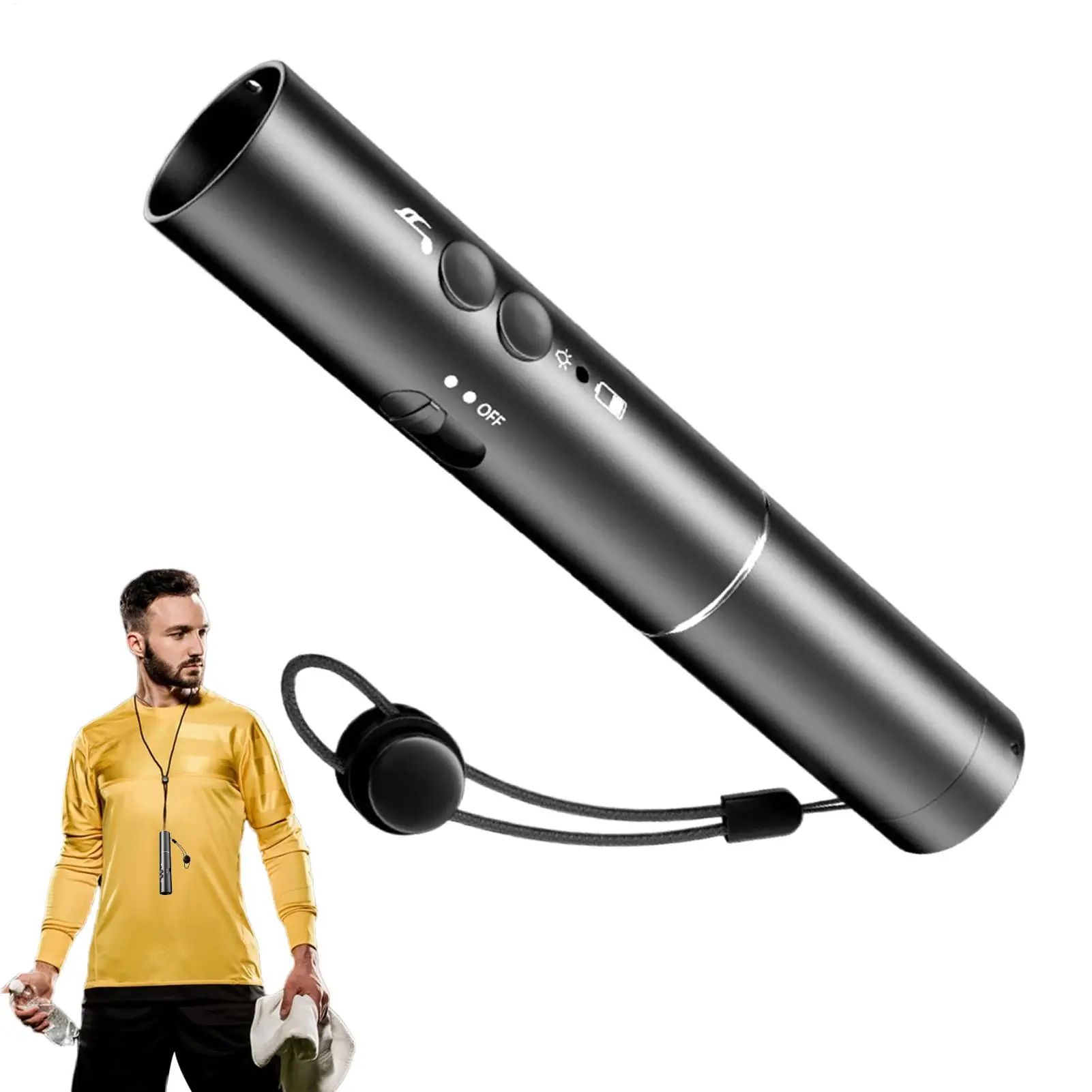 

Rechargeable Electronic Whistle with Flashlight USB Charging 500mAh 2 Loud Tones for Sports Football Lifeguard Camping Outdoor