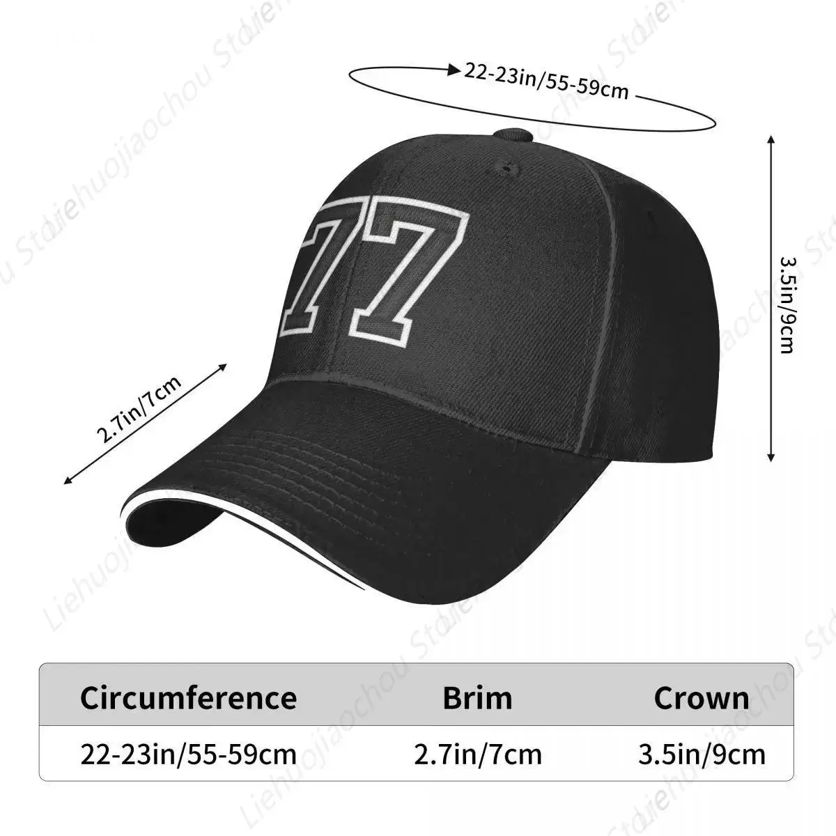 New 77 Black Jersey Sports Number seventy-seven Football 77 Baseball Cap sun hat Fashion Beach Women\'s Hat Men\'s