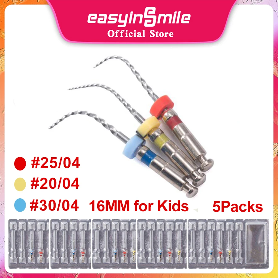 5Packs Dental Rotary Files Blue Kids Files 16mm Endodontic  Root Canal Tips Endo Files Use For Baby Pediatric Files