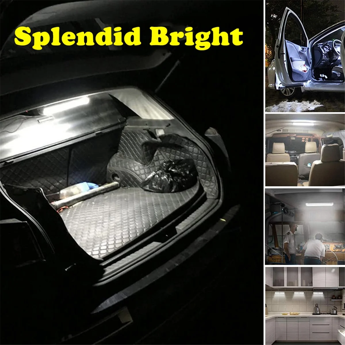 #090O 12-80V 72LED Interior Light Strip Ceiling Lamp for Cabinet RV Trailer (White)