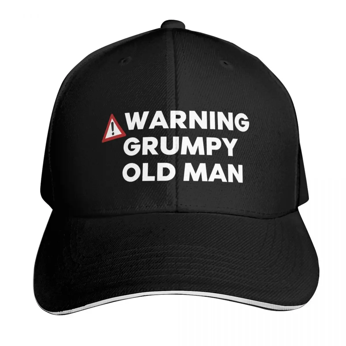 Warning Grumpy Old Man. Funny Old Man Saying. Great For Grumpy Dads. White Baseball Cap Men Women Casual Summer Sport Sun Cap