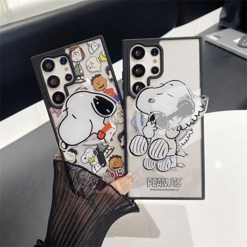 Snoopy Peanuts Silicone For Magsafe Magnetic Phone Case For Samsung S22 S23 S24 Ultra S21 Plus Note 20 Shockproof Clear Cover