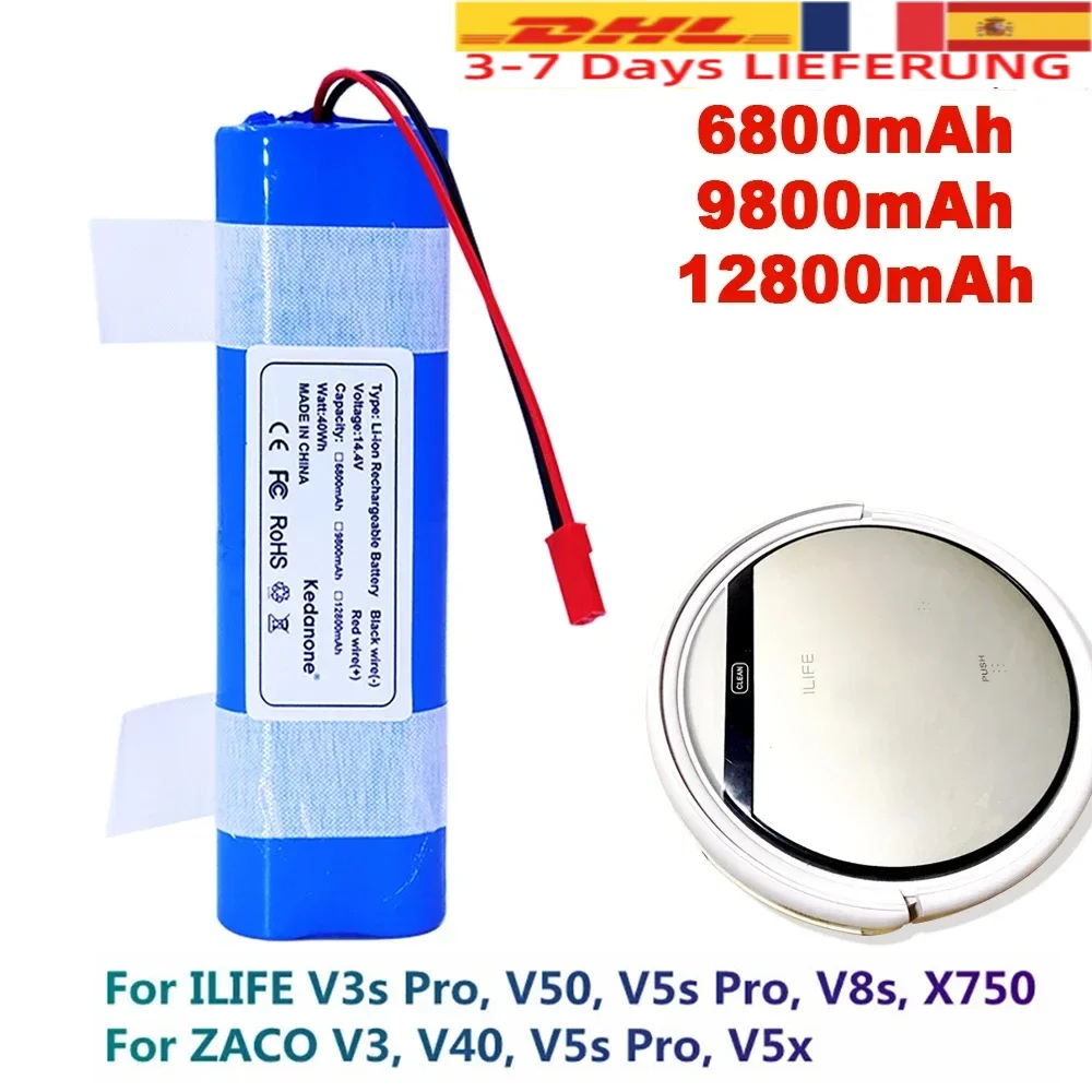 2024 Upgrade 14.8V 12800mAh Lithium Battery for ILIFE V5 V5s V50 V3 plus v3s pro Robot Vacuum Cleaner ILIFE v5s pro battery