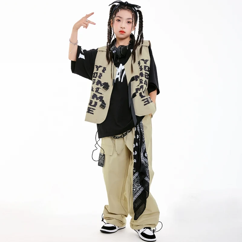 Cool Children Street Dance Performance Hip Hop Dance Costumes Kids Loose Girls Boys Group Jazz Dance Stage Clothes Wear DN20409