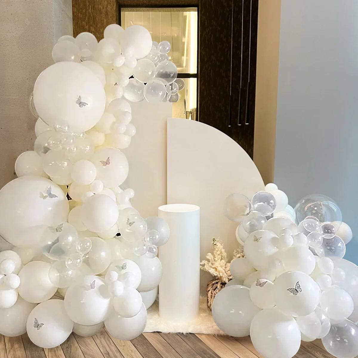 Czysty biały balon girlanda zestaw łuku przezroczysty lateksowy balon ślubna dekoracja urodzinowa balony na baby shower dla dzieci