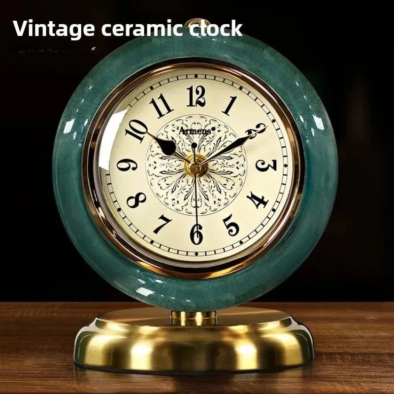 Living Room Table Clock Retro Decoration Bedroom Office Silent Desktop Clock Retro Room Design Elegance Advanced Home Decor