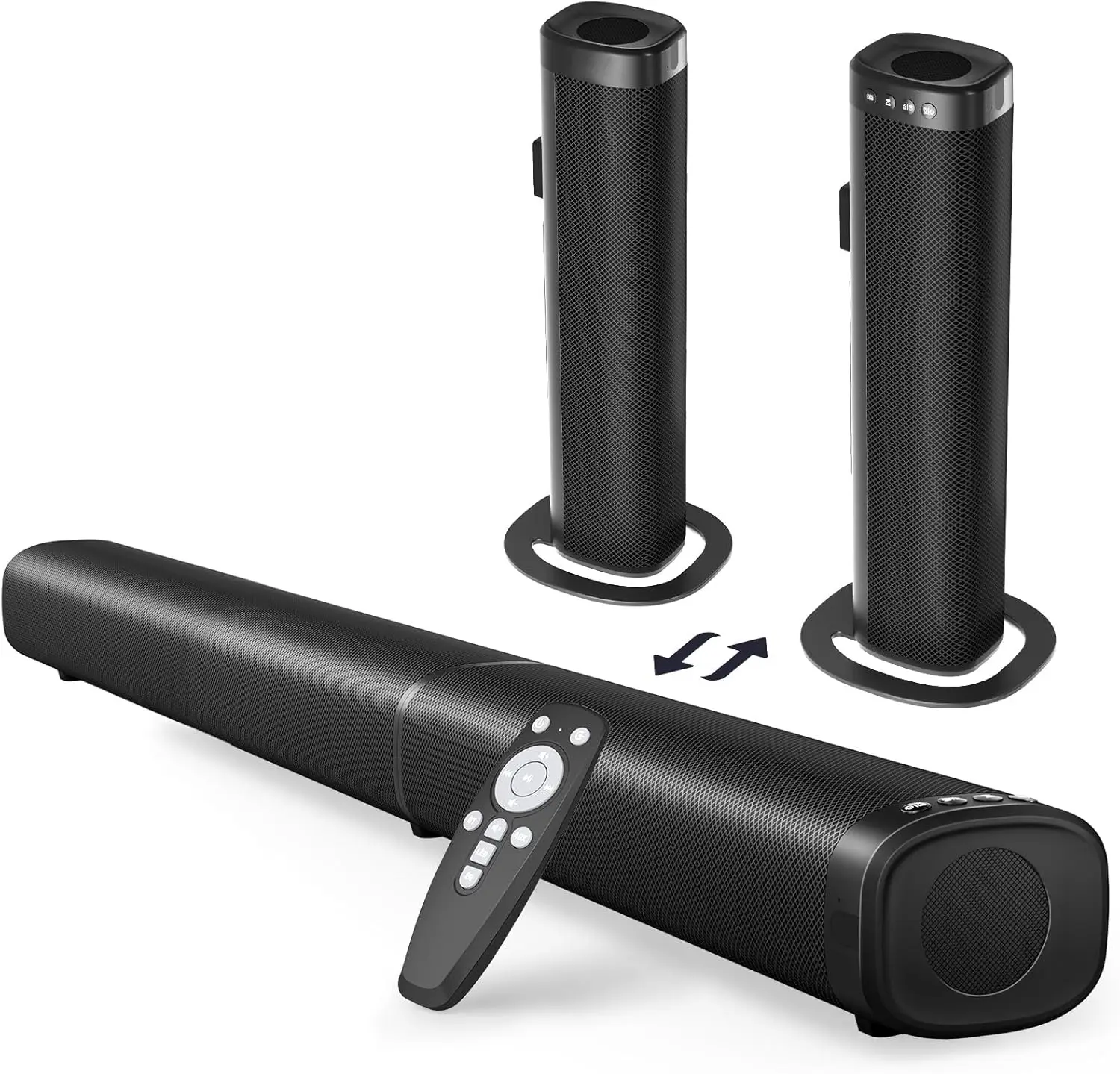 

Саундбар 100 Вт со съемными элементами, Bluetooth 5.3, ARC/Opt/AUX, дизайн 2-в-1 для ТВ/ПК/проектора, иммерсивный бас и объемный звук