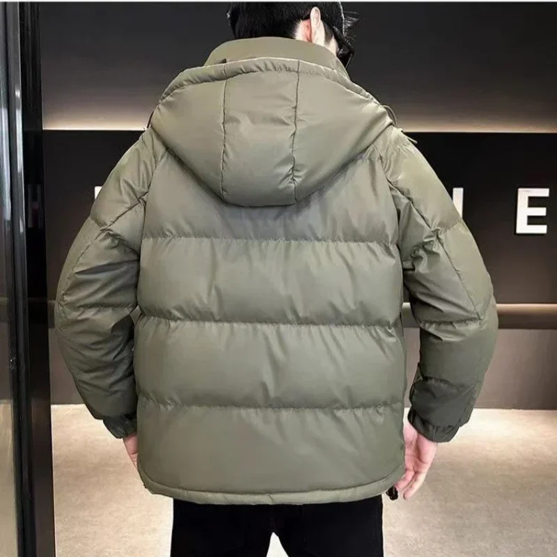 High-End Men Down Jacket Winter New Male Thickened Warm Hooded Trend Outwear Korean  No washing required Large Size Outcoat