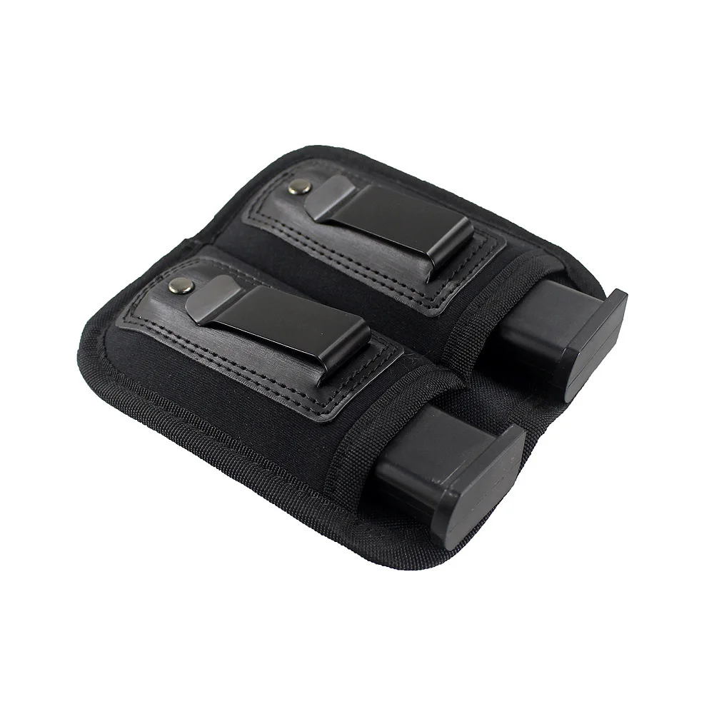 Outdoor bullet bag with double clips made of diving material, 9mm concealed double double-stack magazine holder
