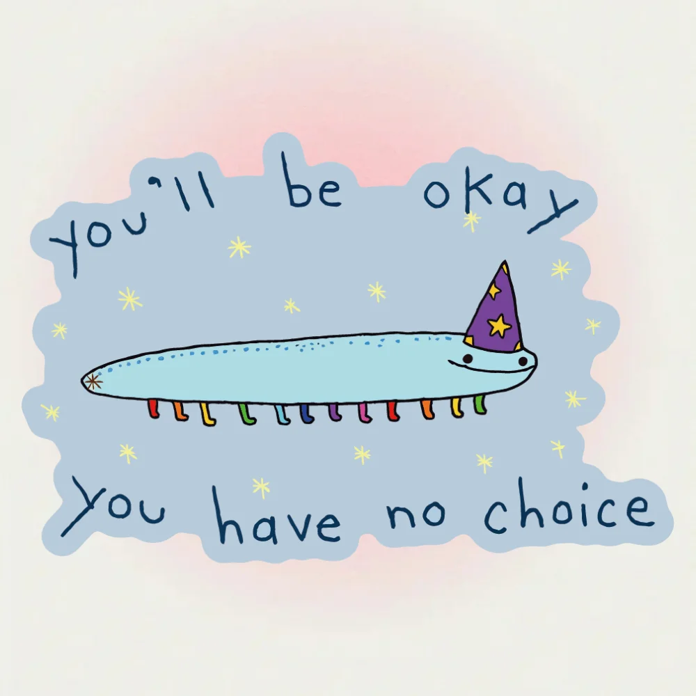 5pcs Party hat caterpillar, you'll be okay, both funny and sad, suitable for decorating laptops, water bottles, etc