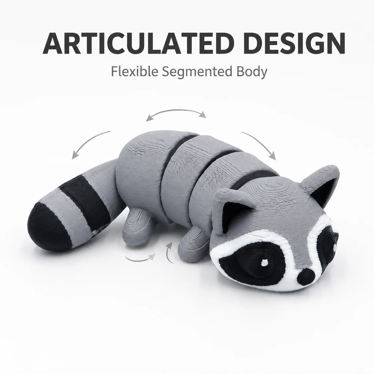 3D Printed Articulated Raccoon Figure, Movable Animal Desk Decor, Cute Collectible with Optional Mini Trash Can