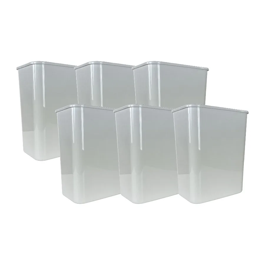 

5.5 gal Plastic Open Top Kitchen Trash Can 6 Pack White