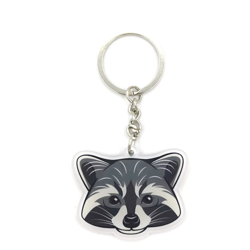 Raccoon Bear Acrylic key pendant cute cartoon animal girl key chain bag decorative pendant small car key chain Girl