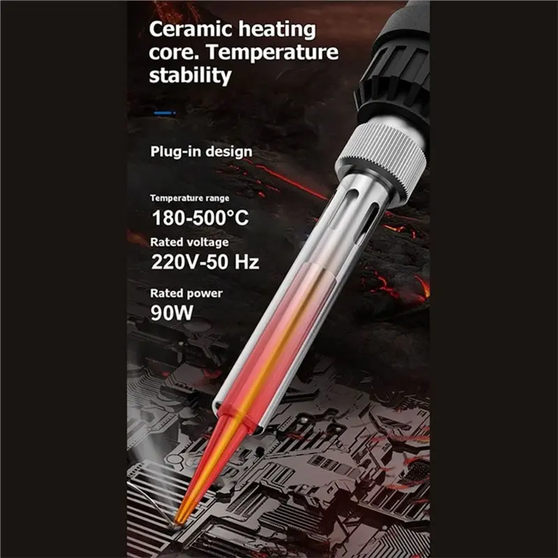 ABYN-Soldering Iron Set 90W With Digital Display, EU Plug