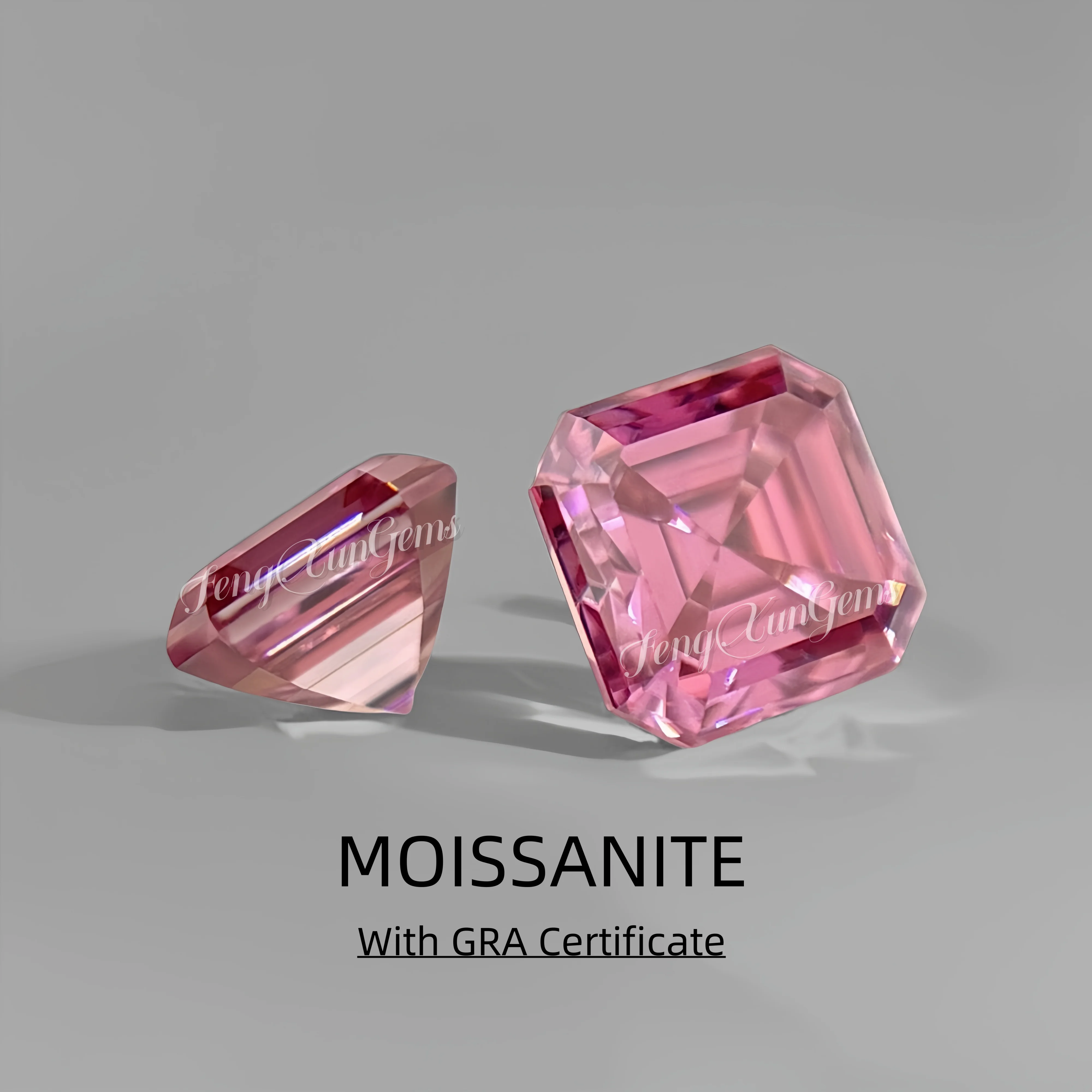 

Pink Moissanite VVS1 Loose Stones Asscher Cut 0.5ct~7.0ct With GRA Certificate Laboratory Diamonds for Jewelry Ring Making