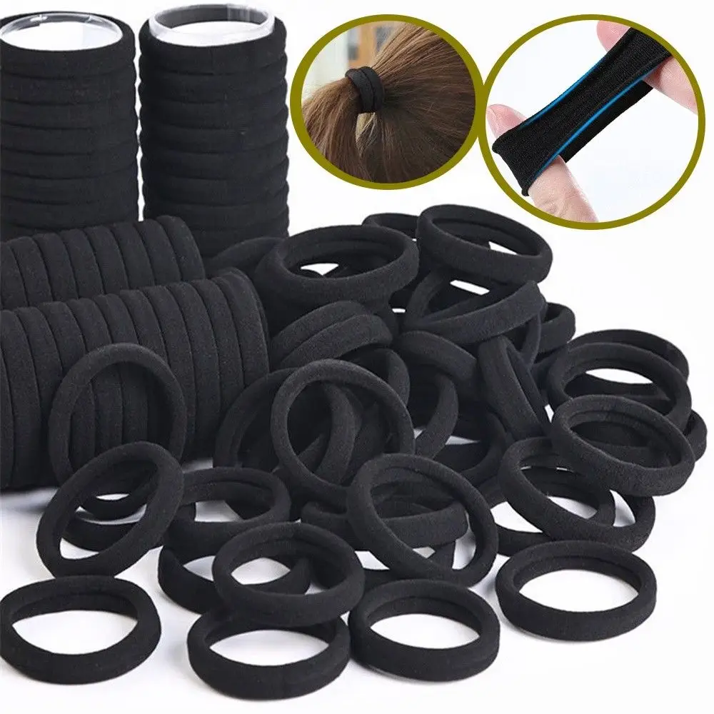 100Pcs High Elastic Hair Bands For Girls Black Hairband Rubber Ties Ponytail Holder Scrunchies Kids Hair Accessories