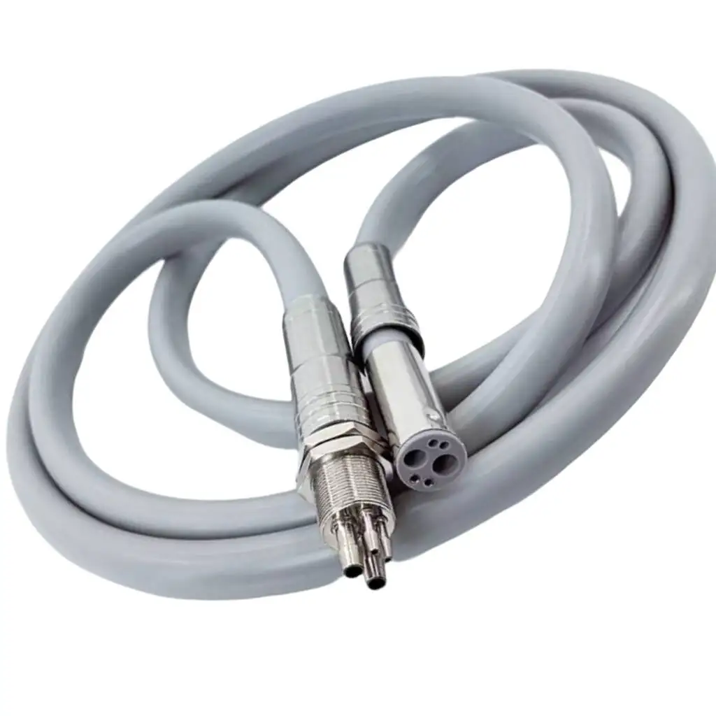 Dental Chair Accessories 4 Hole Standard Dental Handpiece Hose Double‑Head Handpiece Tube Stainless Steel Joint Connector Dental
