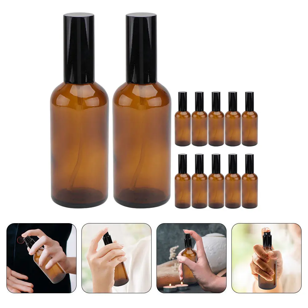 

12 шт. герметичных стеклянных флаконов-спреев для эфирных масел, портативные дорожные многоразовые светонепроницаемые контейнеры для распыления