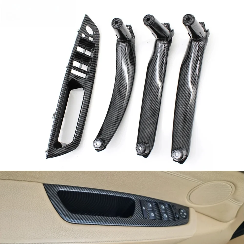 

4pcs Set LHD RHD For BMW X5 X6 E70 E71 E72 2007-2014 Car Interior Door Armrest Pull Handle Cover Trim Replacement Black/Carbon